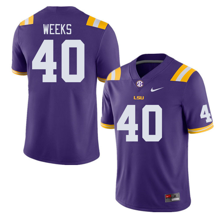 Men #40 Whit Weeks LSU Tigers College Football Jerseys Stitched-Purple - Click Image to Close